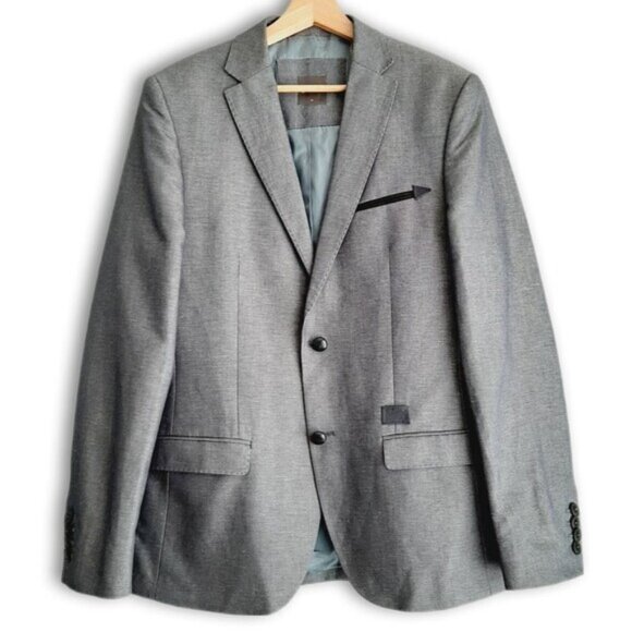 GSUS INDUSTRIES Linen Cotton Blend Blazer Jacket Grey Men's Sz M - Picture 1 of 16